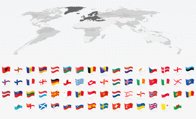 Obraz premium Vibrant Waving Flags of Every European Country