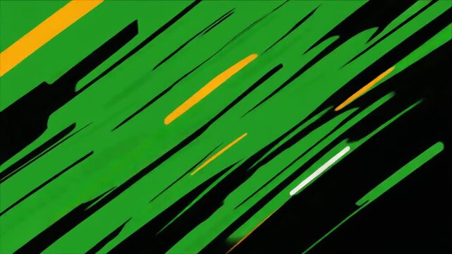 Abstract green and yellow diagonal brush strokes on a black background, dynamic and energetic.