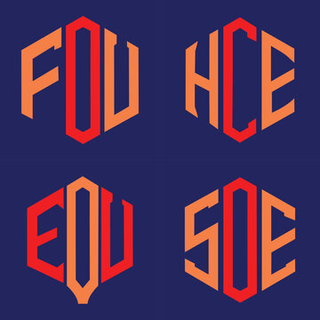 FOU FCD FOH SAUSAD KCD ELC KOE SUH SLC AOG Letter Logo Design polygon Monogram Icon Vector Template
