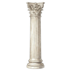 Fototapeta premium Corinthian Column Realistic watercolor Illustration, Transparent PNG