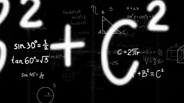 Calcoli matematici, animazione su sfondo trasparente