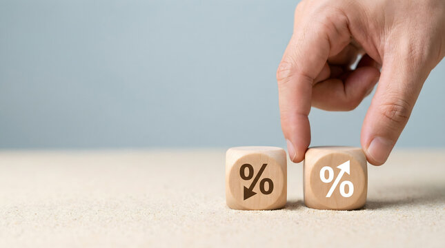 hand turning wooden block from decrease to increase percentage