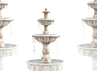 Obraz premium Three tiered fountains with cascading water against a black backdrop