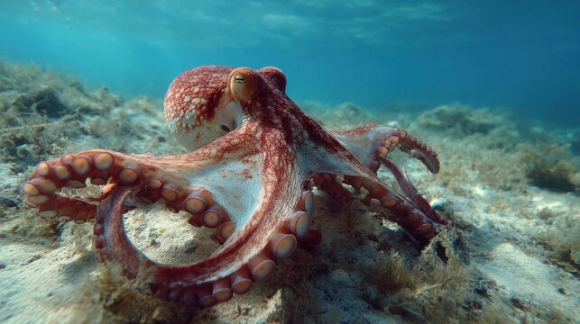Intelligent Octopus Blending Seamlessly with Rocky Seabed in Underwater Ocean Depths