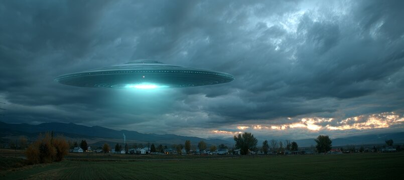Alien spaceship. Generative AI technology.	
