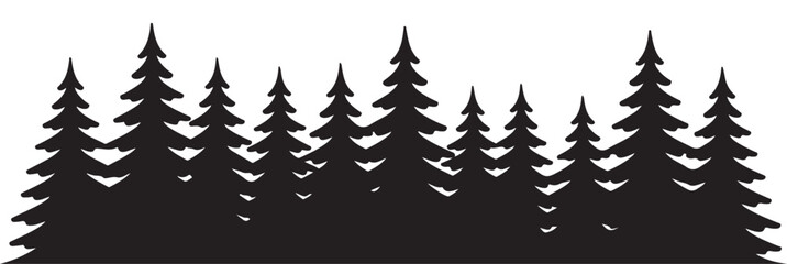 Forest background illustration of spruce and fir trees. set of forest silhouettes. coniferous trees vector © Farik