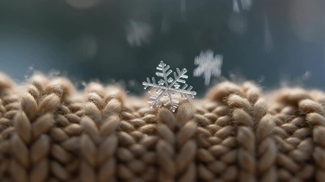 Close up knit fabric with snowflake pattern.