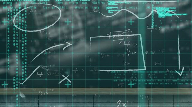 Animation of data processing over black board
