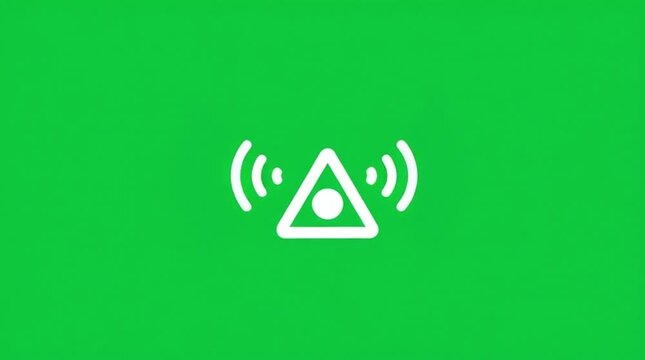 Warning Alert Notification Signal Icon on Green Background.