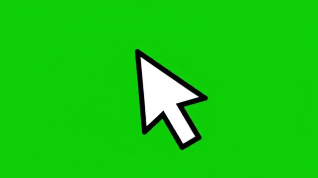 White computer mouse cursor arrow on green background.