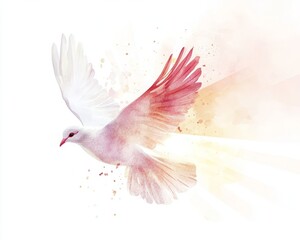 Fototapeta premium Holy Spirit dove flying symbol of blessing and divine grace for Easter