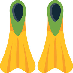 Pair of yellow and green flippers providing essential gear for underwater exploration © anatolir