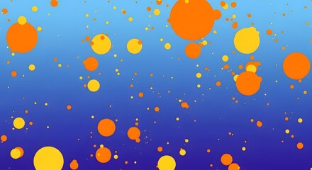 Vibrant orange circles floating against a deep blue background