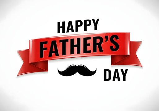 A happy Father's Day message with a red ribbon and mustache