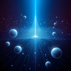 Abstract digital network with glowing spheres and interconnected lines