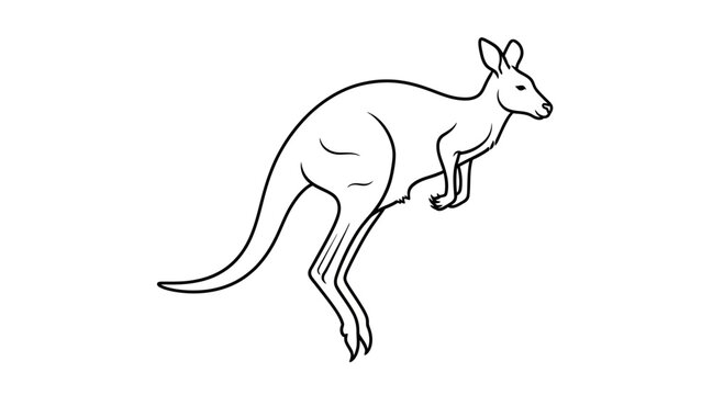 Simple line drawing of a kangaroo in profile.