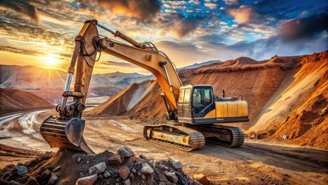 Excavator at surface mine excavation