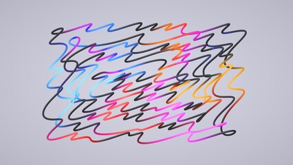 Naklejka premium 3d rendering, abstract background. Multicolored neon wavy lines, modern minimalist wallpaper