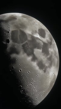 Close-up of Earth's Moon in Full Phase, Slowly Rotating