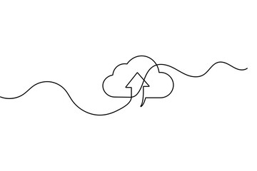 Fototapeta premium Cloud storage icon continuous one line art minimalist vector illustration 