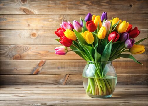 Kolorowe kwiaty tulipan?w w wazonie na ?yczenia