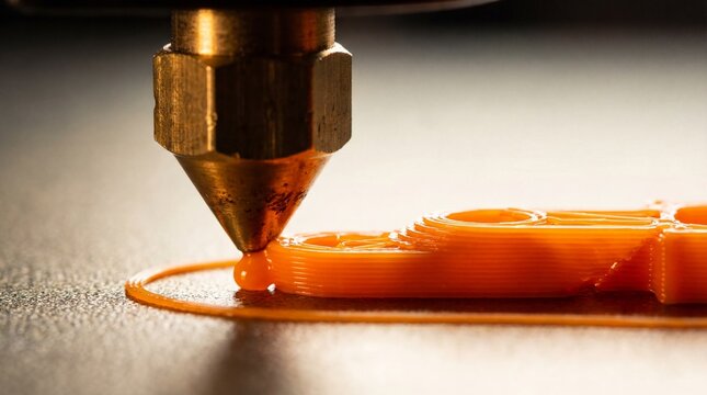 3D printing process with orange filament