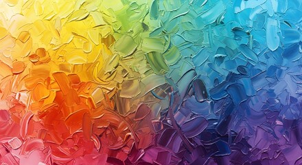 A vibrant and colorful abstract painting with a smooth texture and a gradient of colors
