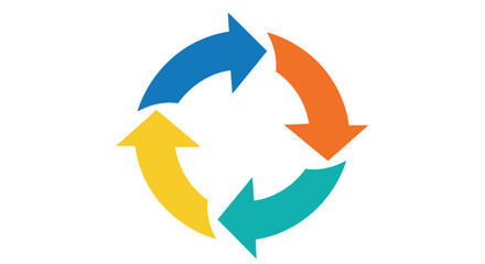 Colorful circular arrow vector illustration depicting a continuous cycle or repeatable process flow design