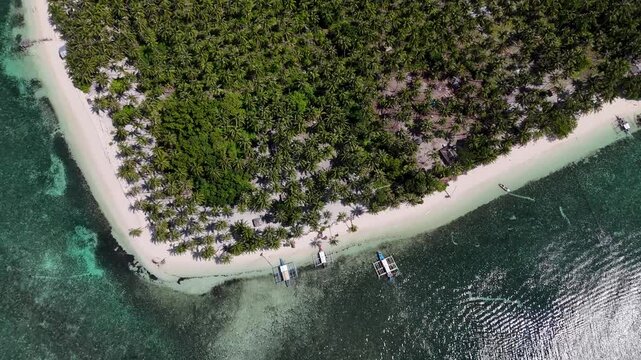 Drone Aerial View of Norma Beach in a Tropical Island in Balabac, Philippines Surrounded by Turquoise Waters