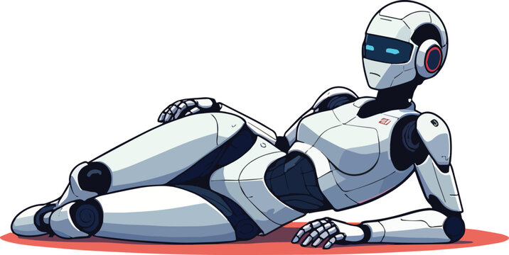 robot umanoide uomo donna che saluta stop alt vettoriale