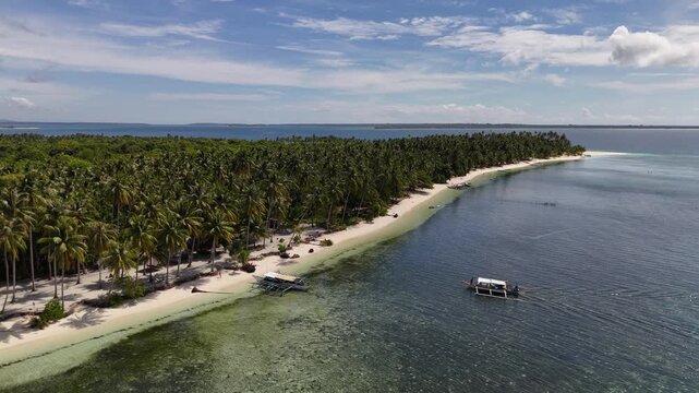 Drone Aerial View of Norma Beach in a Tropical Island in Balabac, Philippines Surrounded by Turquoise Waters