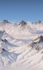 Naklejka premium Snow mountains landform background, 3d rendering.