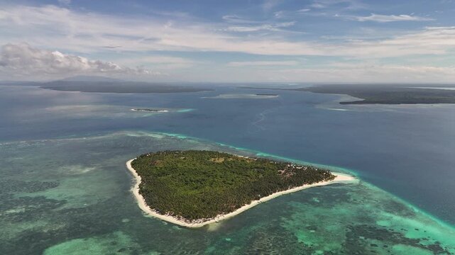Drone Aerial View of Norma Beach in a Tropical Island in Balabac, Philippines Surrounded by Turquoise Waters