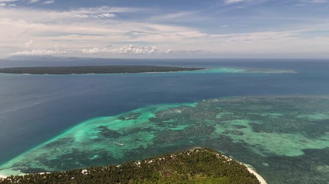 Drone Aerial View of Norma Beach in a Tropical Island in Balabac, Philippines Surrounded by Turquoise Waters