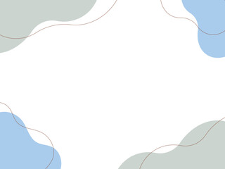 2色の流体シェイプと線のシンプルなフレームのイラスト（灰色・青）