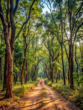 dirt path leading through dense forest in Bhadra Tiger Reserve