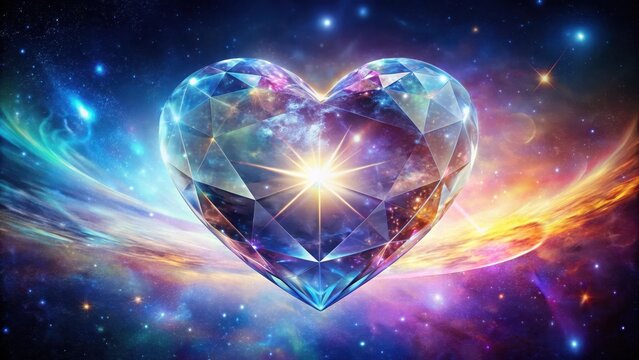Glowing Crystal Heart Abstract Art