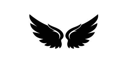 Fototapeta premium Elegant Black Wings Isolated on White Background, Angelic Symbolism.