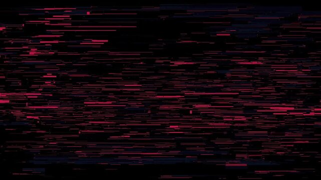 Glitchy red and blue digital distortion on black background