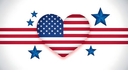 Obraz premium Patriotic labor day celebration with american flag heart
