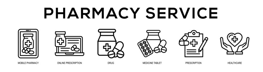 Pharmacy Service web banner illustration concept