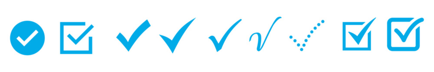 blue check mark collection. for approval, verification, verified mark sign. vector illustration © Sunil
