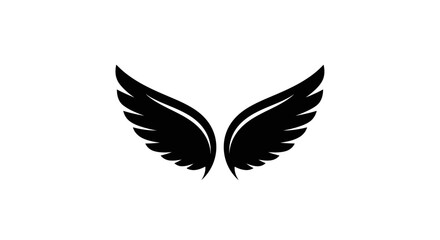 Obraz premium Elegant black wings spread wide on a white background.