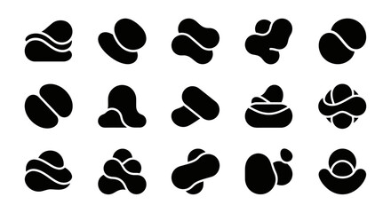 Abstract Blob Shapes Collection, Black Fluid Forms