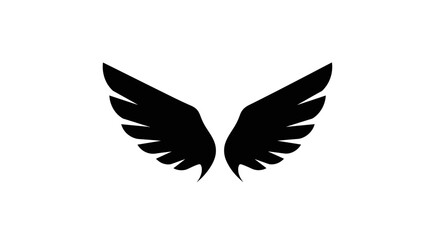 Fototapeta premium Elegant Black Wings Symbol Isolated on White Background.
