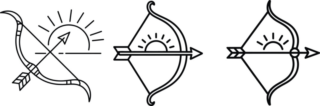 Ram Navami bow arrow icon set