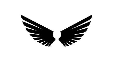 Obraz premium Elegant Black Wings Symbolizing Freedom and Flight on White Background.
