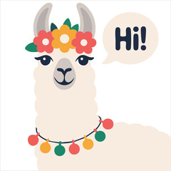 Hand drawing llama illustration vector isolated on white background for animal art © azzedine