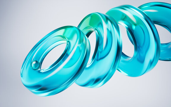 Transparent ring glass background, 3d rendering.