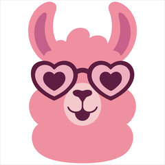 Adorable llama character with heart glasses and hanging tongue vector illustration © azzedine